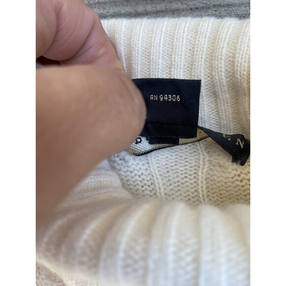 Ralph Lauren Black Label Women’s L Cashmere Ivory Turtleneck Cable Knit Sweater - Picture 10 of 16